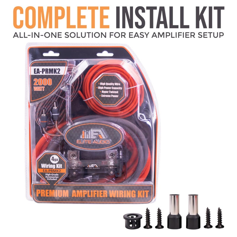 Elite Audio Premium Series Amp Kit Copper Clad Aluminum Wire, Triple-Shielded RCA Cables, High-Power Capacity, ANL Fuse Holder, Car Amplifier Install Kit (4 Gauge (Full Size ANL)) - Image 2
